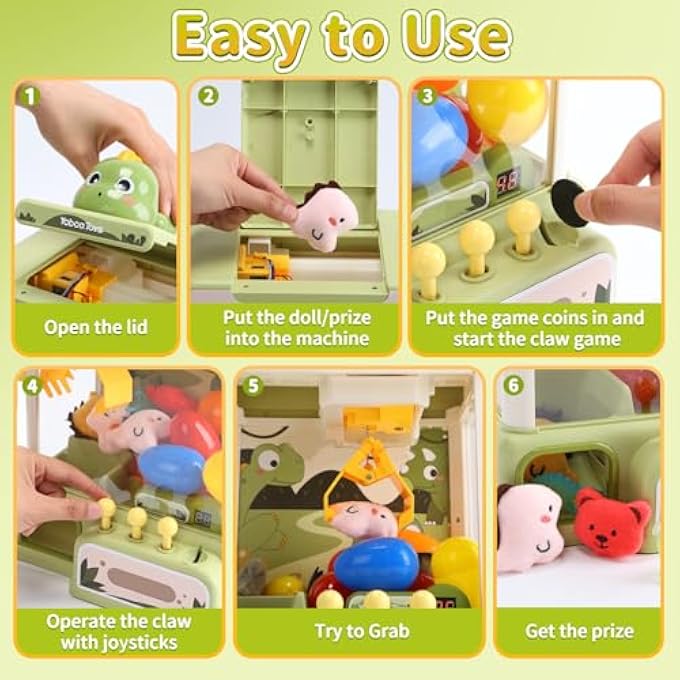 DINOSAUR CLAW MACHINES FOR KIDS,ELECTRONIC GAME VENDING MACHINE TOYS WITH 34 DINOSAUR TOYS & SOUND,CANDY DISPENSER MACHINE, THANKSGIVING BIRTHDAY GIFTS FOR GIRLS BOYS - Image 5
