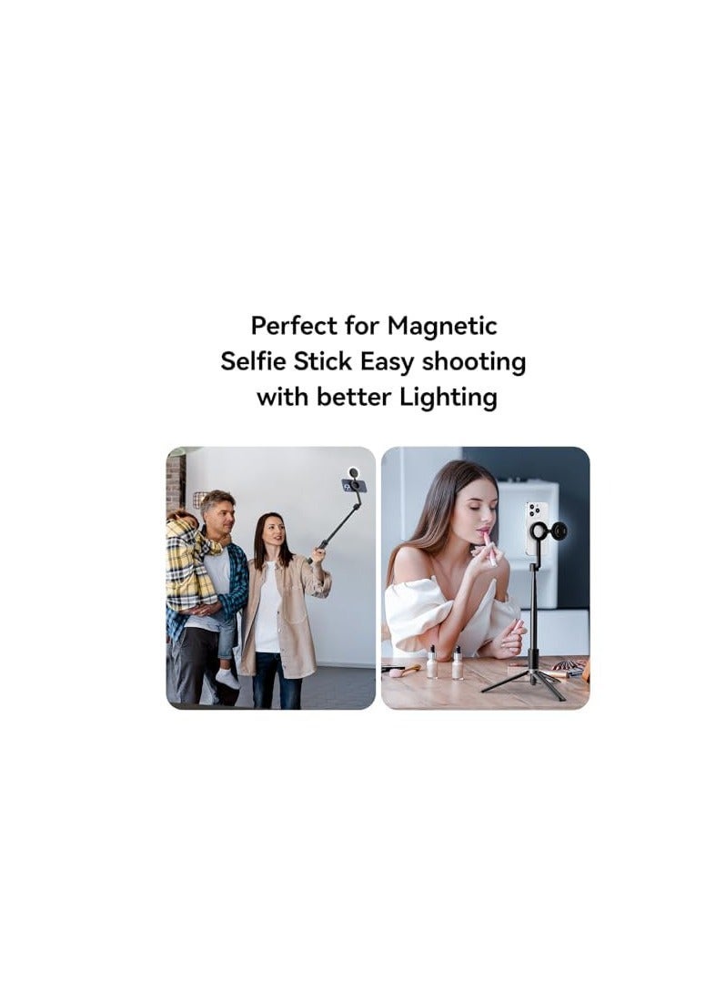 Selfie Ring Light, LED Mini Charging Foldable Magnetic Suction Makeup Light , 3-Modes Magnetic Fill Light for Magsafe, Rechargeable 180° Flip Lighting Phone Ring Light for Video Recording, Black  - Image 4