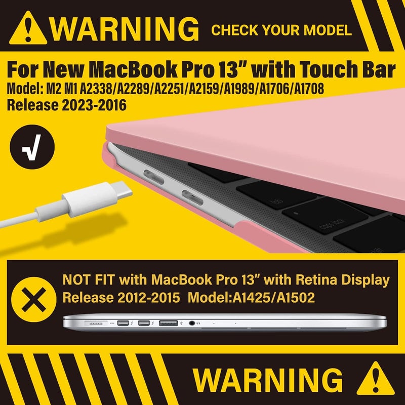 I Benzer Compatible with 2024 2023 M2 MacBook Pro 13 Inch Case 2024-2016 M1 A2338 A2289 A2251 A2159 A1989 A1706 A1708, Hard Shell Case & Keyboard Cover for Mac Pro 13, Rose Quartz, T13RQ+1 A - Image 3