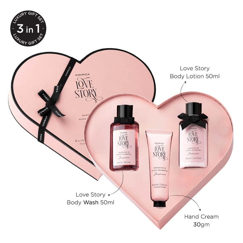 Kimirica Luxury Gift Set For Men & Women Love Story Little Heart Hamper | Luxury Bath & Body Care Gift Set For All Ocassions | Perfect Birthday & Anniversary Premium Gift Pack of 3 - Image 2