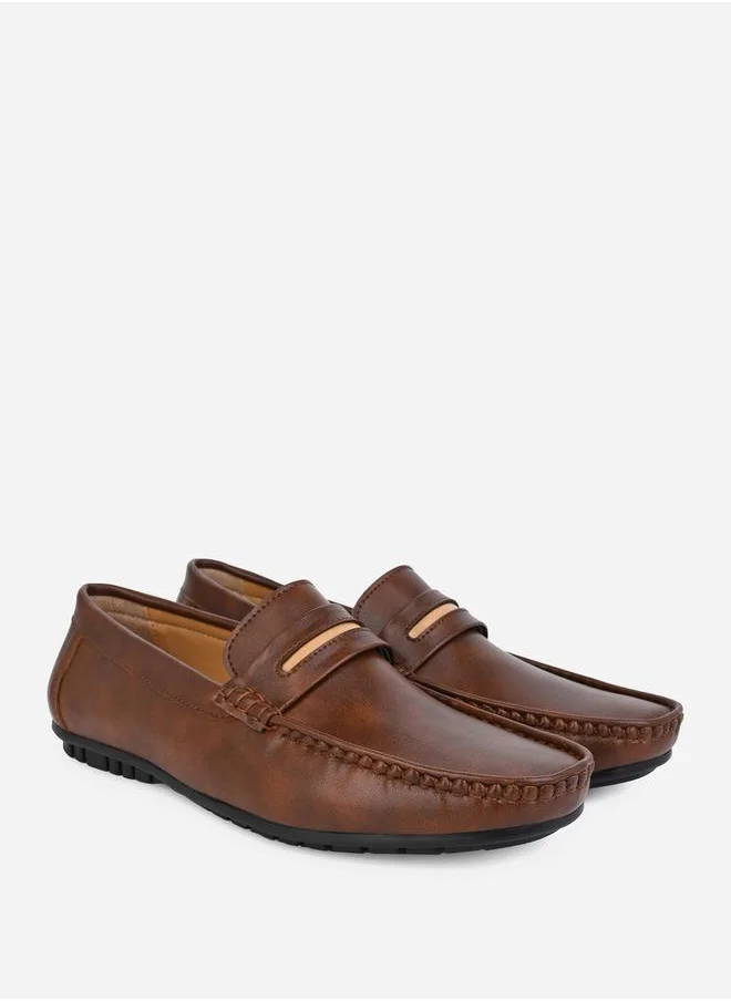 Styli Stitch Detail Slip On Penny Loafers