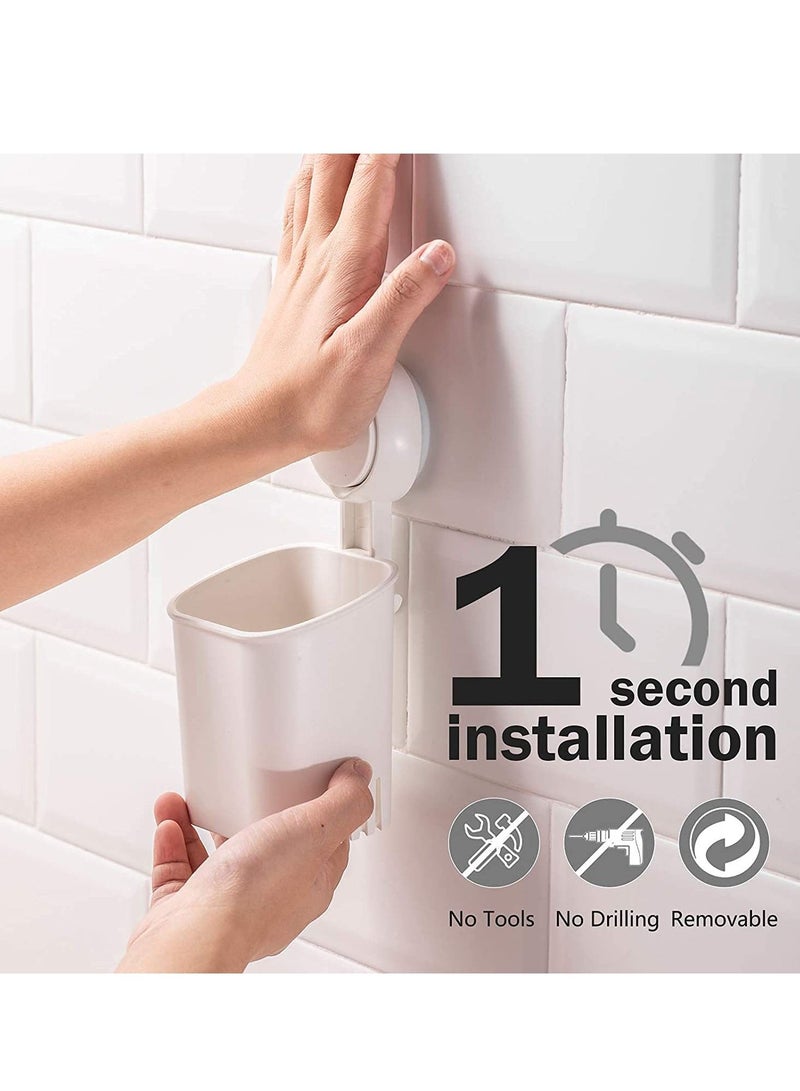 SYOSI Toothbrush Holder Suction Cup Organizer No Drilling Waterproof Wall Mounted Electric for Toothpaste Razor Shower Bathroom Kitchen - Image 2