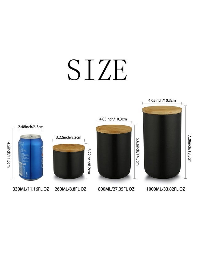 MilkyWay Food Storage Jar Strong Ceramic Storage Canisters with Airtight Seal Bamboo Lid Modern Design Seal Damp-Proof Kitchen Jar for Coffee, Tea, Spice and More (Black(L: 34 oz/1000ml)) - Image 2