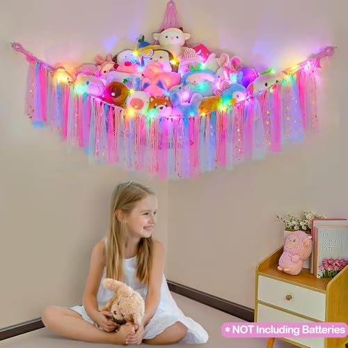FIOBEE Stuffed Animals Net or Hammock with LED Light Toy Hammock Hanging Stuffed Animals Storage Organizer Holder Room Dcor for Nursery Kids Bedroom - Image 3
