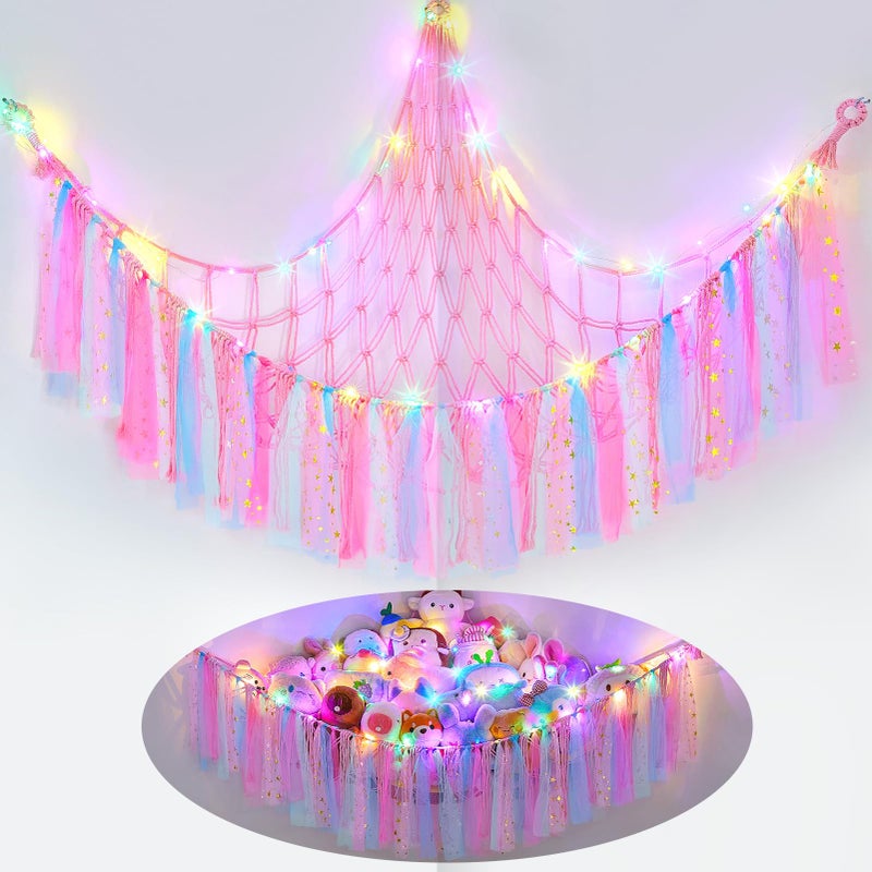 FIOBEE Stuffed Animals Net or Hammock with LED Light Toy Hammock Hanging Stuffed Animals Storage Organizer Holder Room Dcor for Nursery Kids Bedroom - Image 2