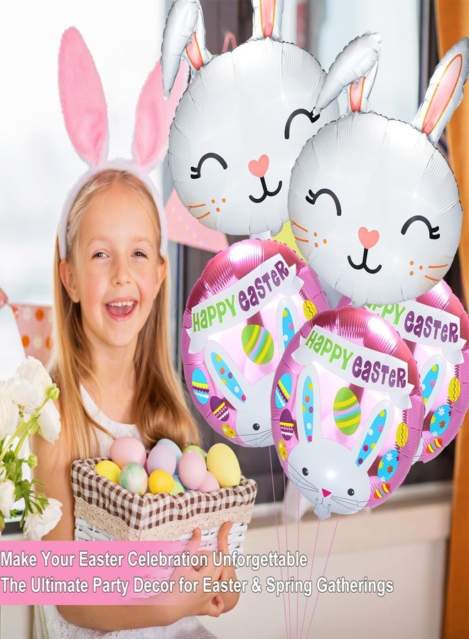 بالونات أرنب عيد الفصح XJYXQF، 6 قطع، 18 بوصة - بالونات فويل على شكل أرنب ورأس أرنب لتزيين حفلات عيد الفصح، طقم قوس بالونات مع خيط للتعليق، لوازم خلفية منزلية ربيعية (بالونات أرنب) - Image 2