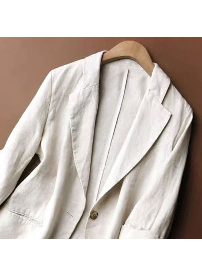XINYANG Women's Blazer Jacket 2025 Spring Bamboo Cotton Style Single Button 3/4 Sleeve Casual Petite Suit - Image 3