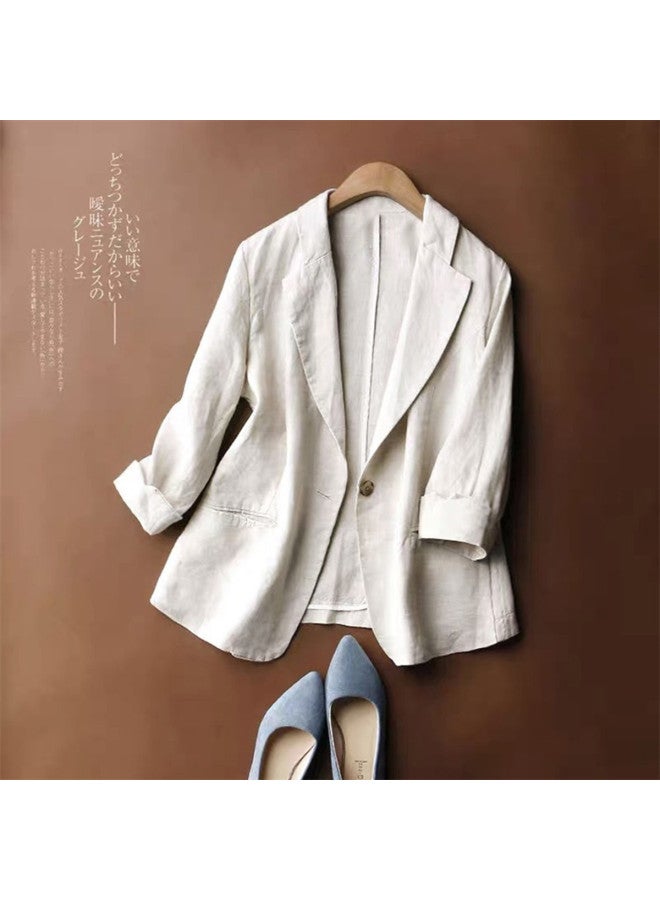 XINYANG Women's Blazer Jacket 2025 Spring Bamboo Cotton Style Single Button 3/4 Sleeve Casual Petite Suit - Image 2