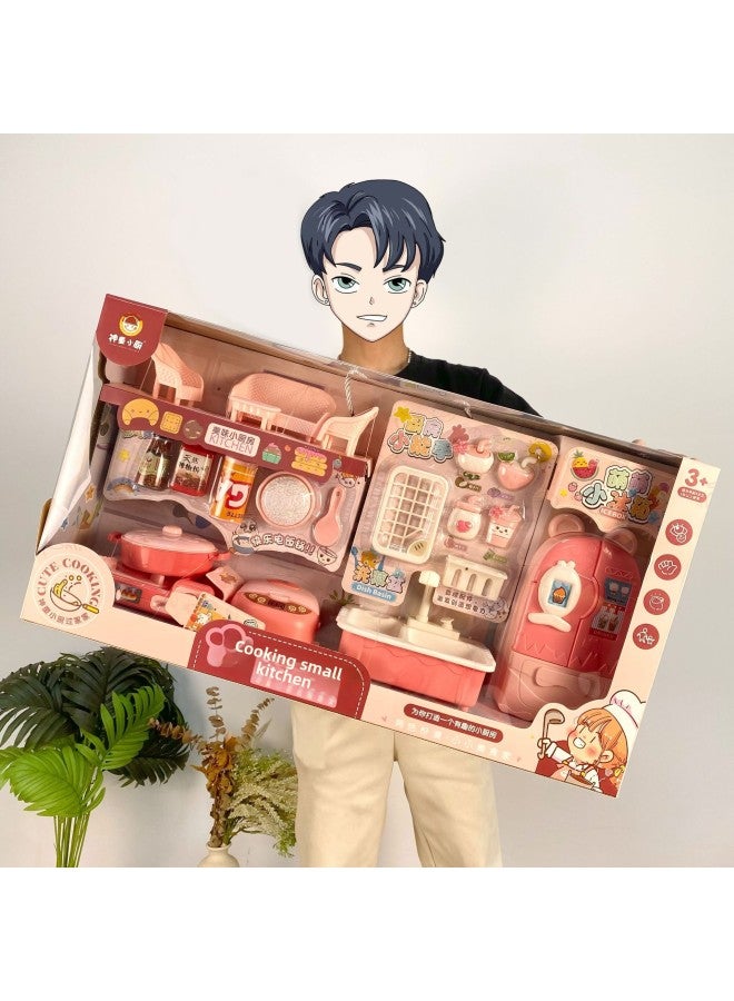 Children Play House Large Set Cute Kitchen Toys Sound And Light Music Boys And Girls Cooking Gift Box Wholesale-Color:8331 Mengqi Chicken Mengqu Kitchen 40.5*27*7.5CM - Image 2