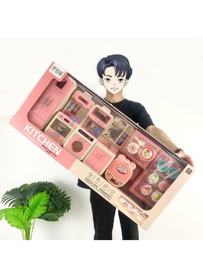 Children Play House Large Set Cute Kitchen Toys Sound And Light Music Boys And Girls Cooking Gift Box Wholesale-Color:8331 Mengqi Chicken Mengqu Kitchen 40.5*27*7.5CM - Image 3
