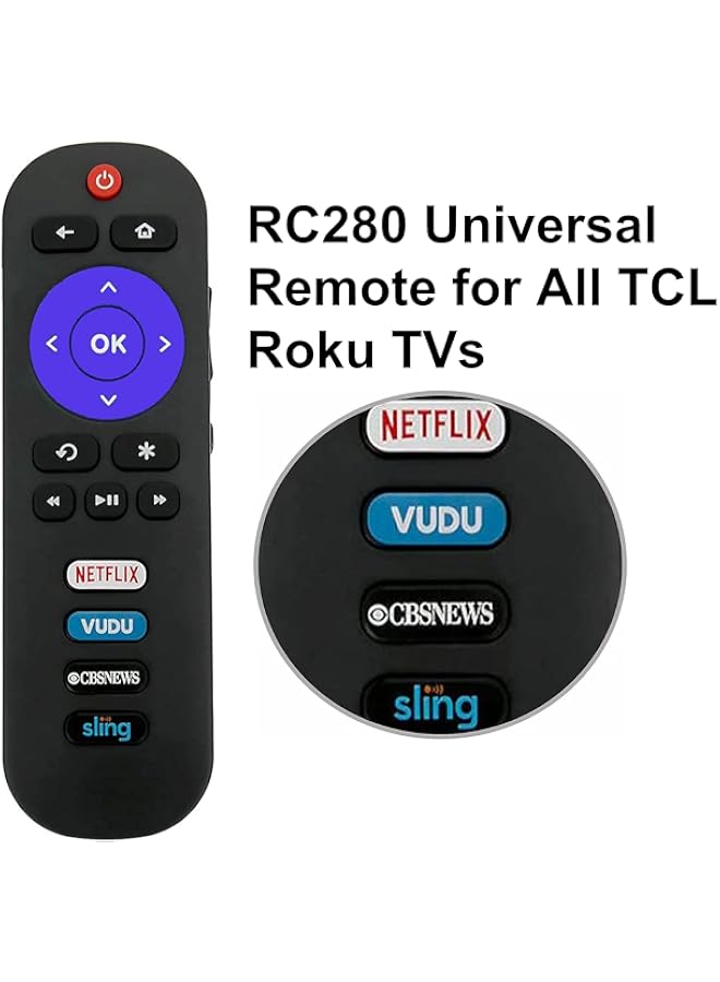 UBay Universal RC280 Remote Control Compatible with All TCL ROKU Smart TV - Image 4