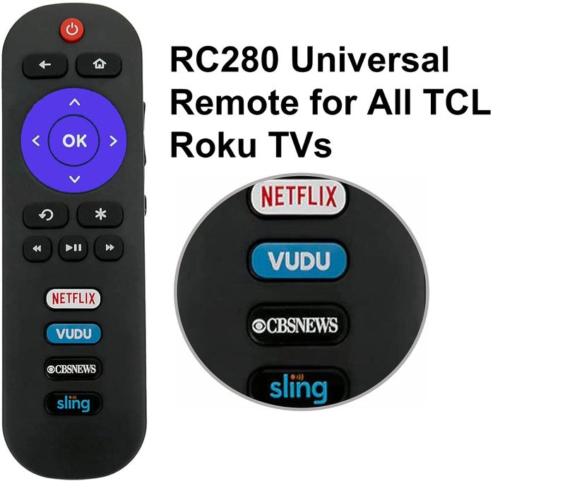 UBay Universal RC280 Remote Control Compatible with All TCL ROKU Smart TV - Image 3