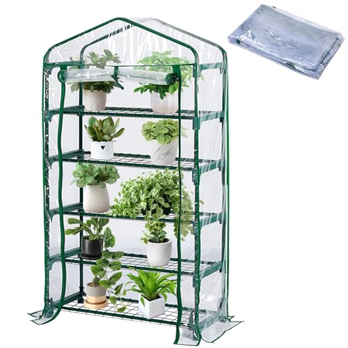 DECOHS Extra Wide 5 Tier Greenhouse Replacement Cover 75 x 40 x 19 Inch Clear PVC Plant Gardening Greenhouse Cover with RollUp Zipper Door for Gardening Plants Flowers Frame Not Include - Image 1