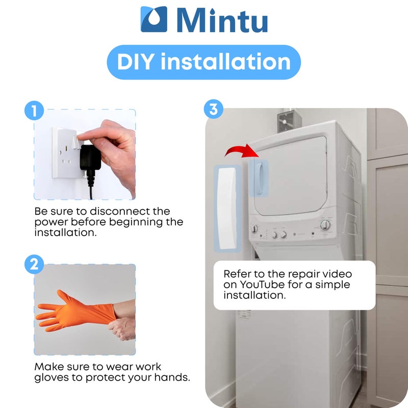 Mintu WE01X30378 Handle Solid Door Replacement for GE GUD24ESSM0WW GUD24ESSM1WW GUD24GSSJ0WW GUD24GSSM0WW GUD24GSSM1WW GUD27EESN0WW GUD27ESSJ0WW GUD27ESSJ1WW GUD27ESSM0WW Washer/Dryer - Image 5
