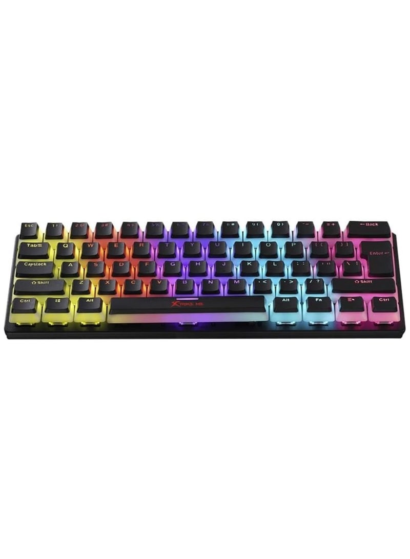 XTRIKE ME GK985P 60% Pudding Gaming Mechanical Keyboard - Blue Switches - Rainbow LED Lighting - PBT Key Caps - English Only Keys, USB - Image 1