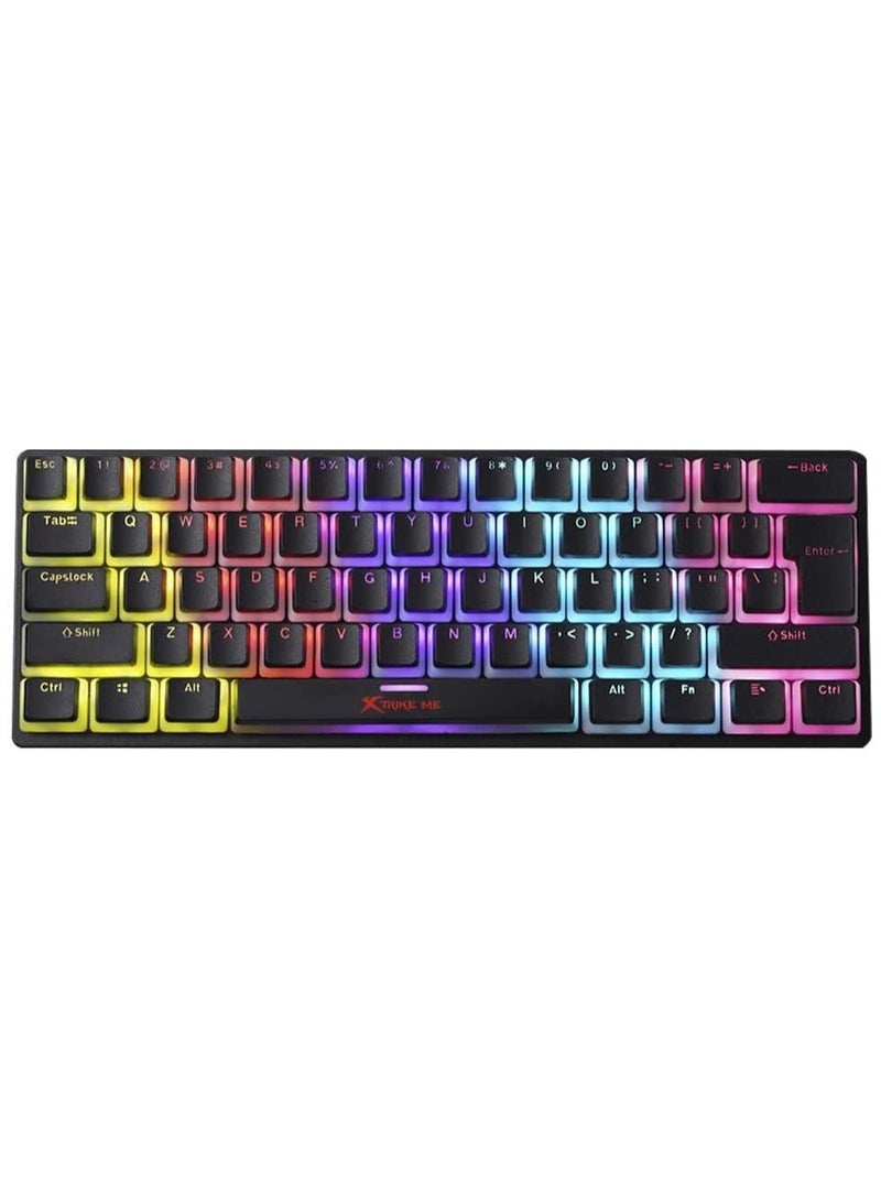 XTRIKE ME GK985P 60% Pudding Gaming Mechanical Keyboard - Blue Switches - Rainbow LED Lighting - PBT Key Caps - English Only Keys, USB - Image 4