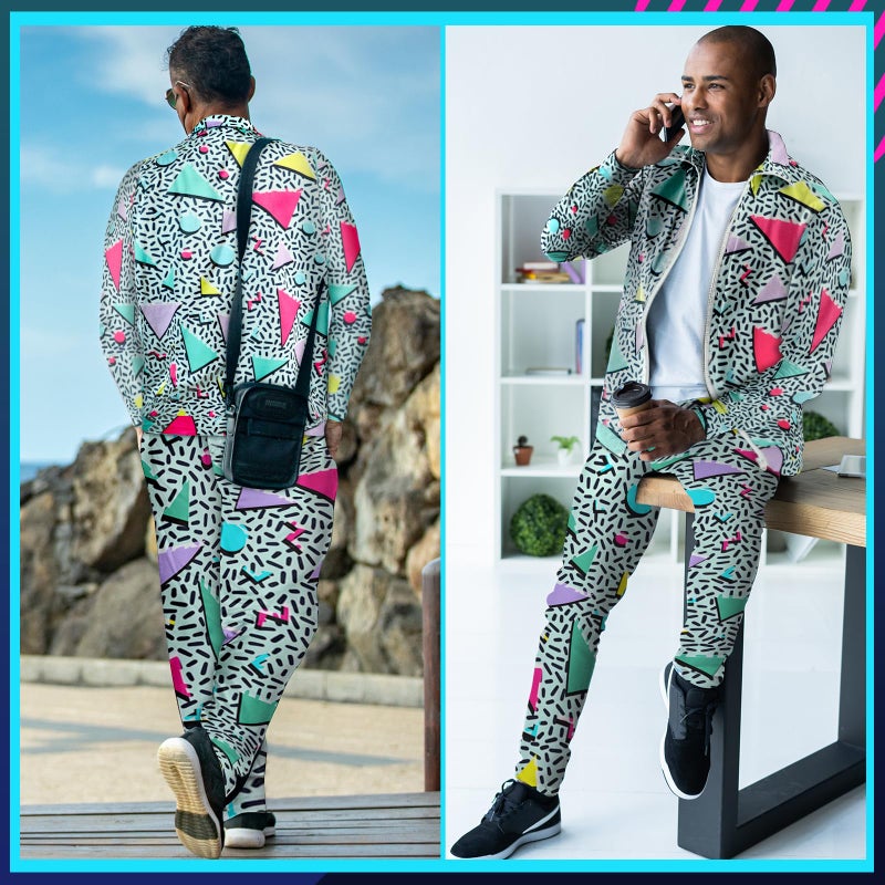 Arssm Retro 80s 90s Outfit Sets for Men Vintage Jacket and Joggers Sweatpants 80s Tracksuit Streetwear(Green-M) - Image 4