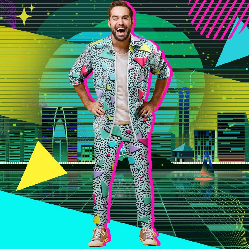 Arssm Retro 80s 90s Outfit Sets for Men Vintage Jacket and Joggers Sweatpants 80s Tracksuit Streetwear(Green-M) - Image 3