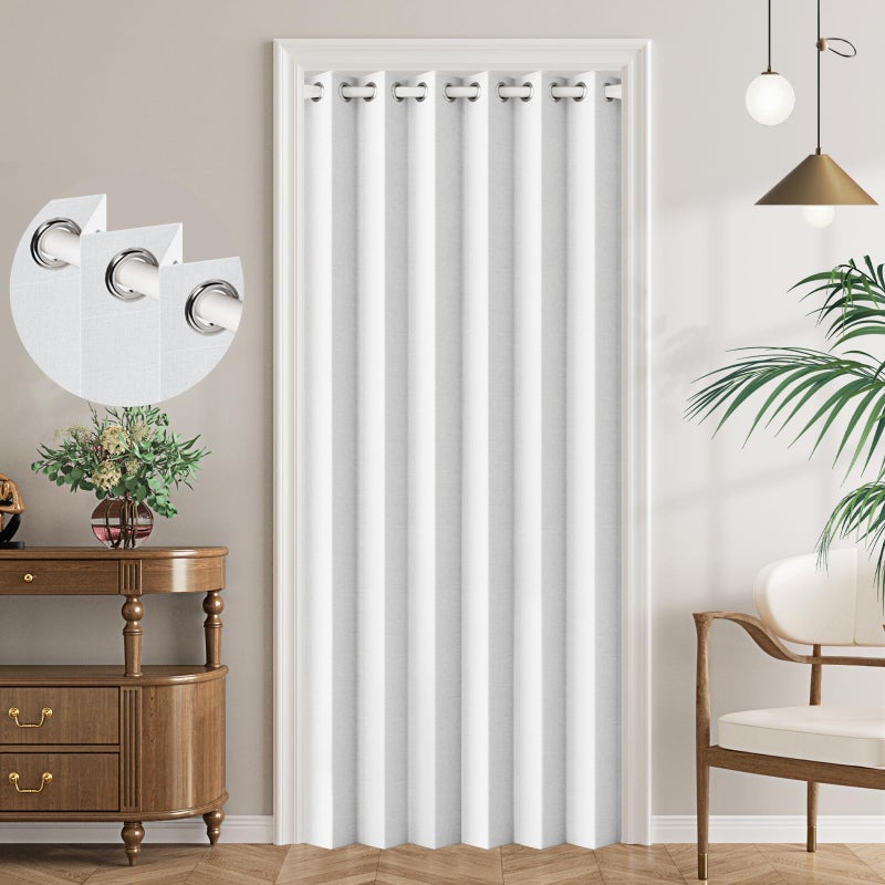 HMYI 100% Blackout Closet Curtain for Open Closet Magnetic Door Panels for Doorway, Sound Proof Curtains for Doorway, 1 Panel, W45 x L80, Grayish White - Image 1