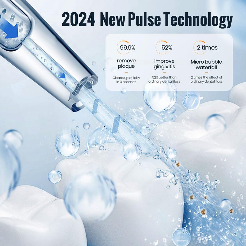 Mornwell Water Flosser, Mornwell Water Flossers for Teeth - 330ML Tank USB Rechargeable Dental Flosser, IPX7 Waterproof 3 Modes & 4 Jet Tips Portable Dental Oral Irrigator,Professional Water Flosser - Image 5