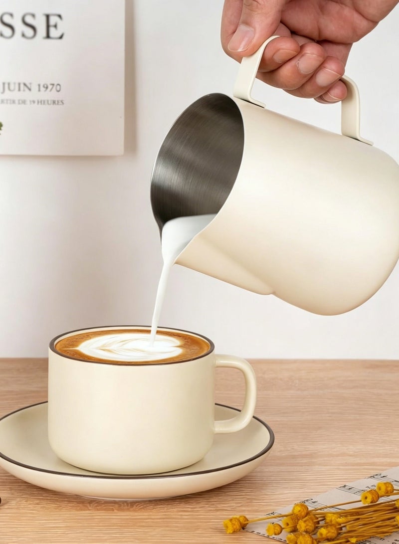 HOMESTAR Milk Frothing Pitcher, Coffee latte art cup, Thickened 304 Stainless Steel Milk Froth Cup with Latte Art Pen for Cream, Coffee, Water, Juice and Smoothies, 350ml - Image 4
