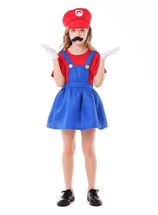 CCOVERY Super Costume Brothers Cosplay Fancy Dress Outdit with Mustache Hat for Kids Teens - Image 1