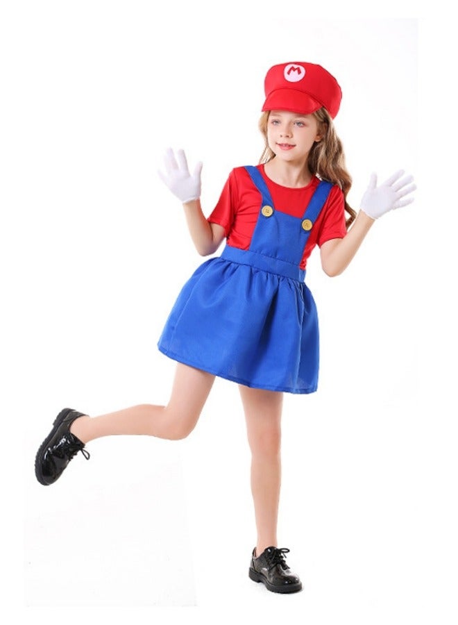 CCOVERY Super Costume Brothers Cosplay Fancy Dress Outdit with Mustache Hat for Kids Teens - Image 3