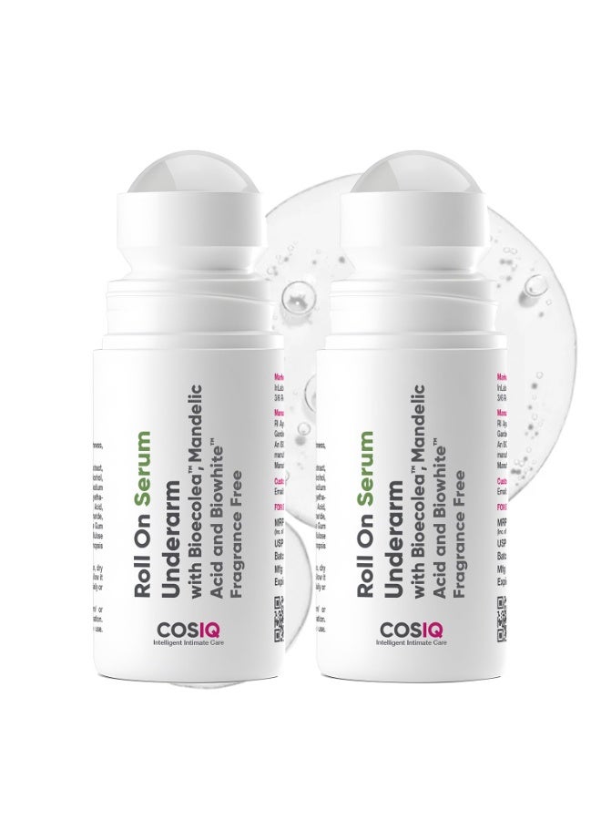CosIQ Cos-IQ Underarm Roll On Serum (Pack of 2 X 40ml) | With Bioecolea, Mandelic Acid and Bio White | Fragrance Free | Brightens Skin & Exfoliates Underarms | For Sensitive Skin - Image 1
