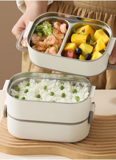 Perfii Stainless Steel Bento Lunch Box for Kids and Adults Leakproof Lunchbox with 3 Compartments Bento Box Food Storage Containers with Handle 1600ML  - Image 3
