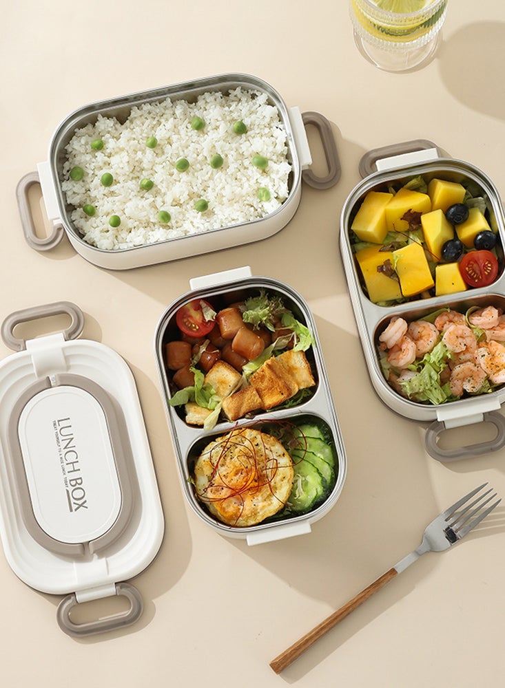 Stainless Steel Bento Lunch Box for Kids and Adults Leakproof Lunchbox with 3 Compartments Bento Box Food Storage Containers with Handle 1600ML