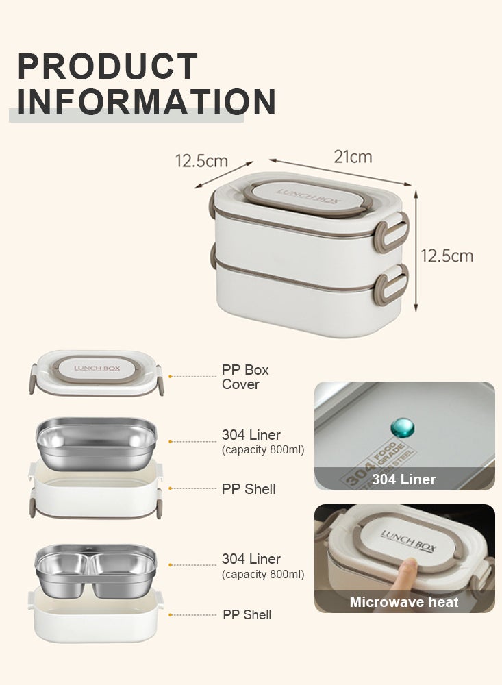 Stainless Steel Bento Lunch Box for Kids and Adults Leakproof Lunchbox with 3 Compartments Bento Box Food Storage Containers with Handle 1600ML