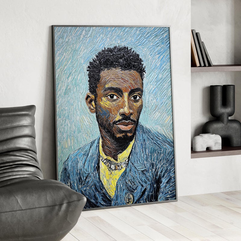 TNESSENTIAL Black Man Van Gogh Style Self Portrait Poster or Canvas Print, Van Gogh Portrait Remastered Art, African American Art, Afrocentric Decor - Image 1