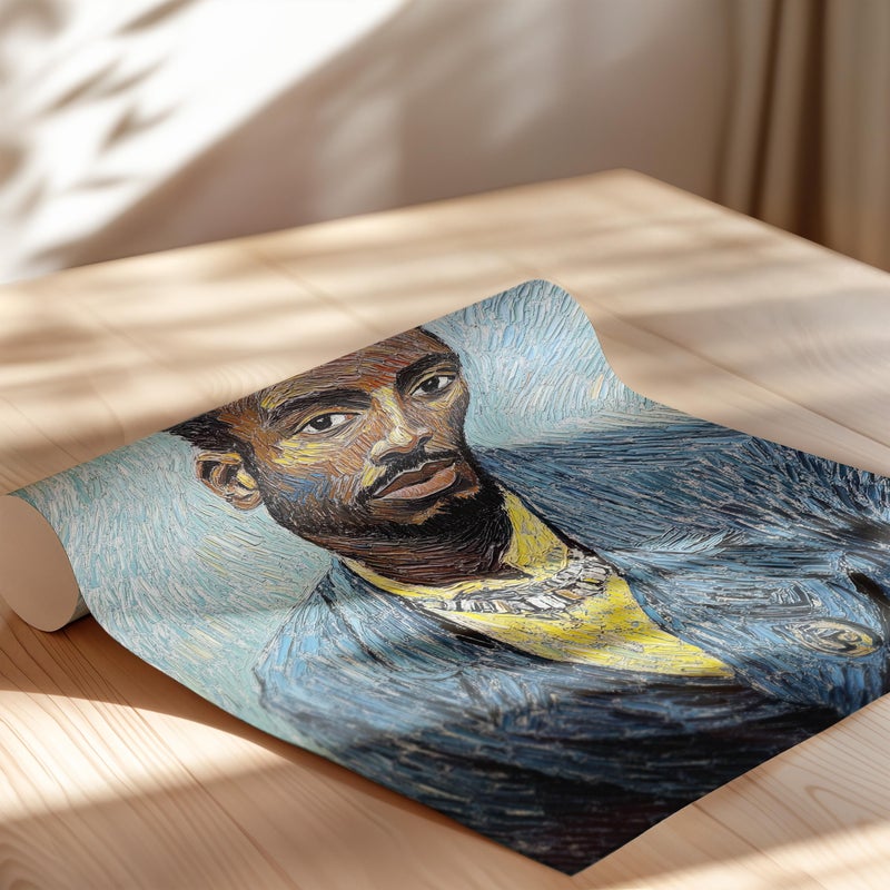 TNESSENTIAL Black Man Van Gogh Style Self Portrait Poster or Canvas Print, Van Gogh Portrait Remastered Art, African American Art, Afrocentric Decor - Image 2