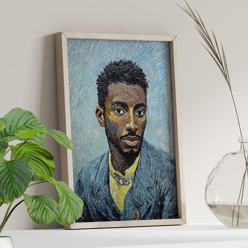 TNESSENTIAL Black Man Van Gogh Style Self Portrait Poster or Canvas Print, Van Gogh Portrait Remastered Art, African American Art, Afrocentric Decor - Image 3