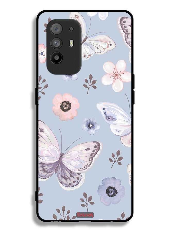 Tolwak Oppo F19 Pro Plus 5G Protective Case Cover Butterflies And Flowers - Image 2