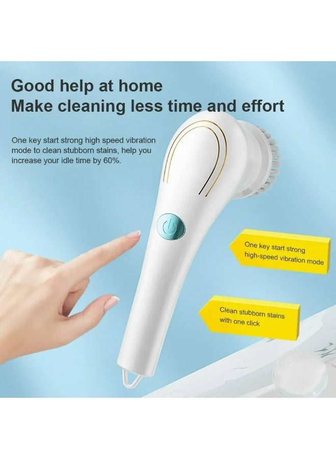 Electric Cleaning Brush with 5 Replaceable heads, Electric Vibration Cleaning, Suitable for Kitchen Bathroom Tub Shower/Glass/Bathtub/Cooktop/Toilet, Replaceable Brush Heads, Waterproof Design - Image 1