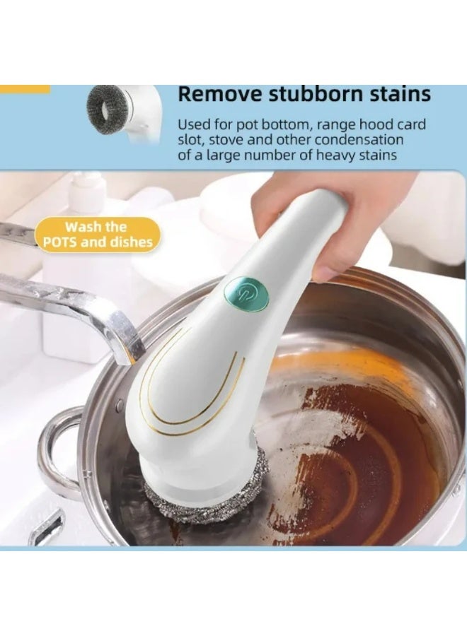 Electric Cleaning Brush with 5 Replaceable heads, Electric Vibration Cleaning, Suitable for Kitchen Bathroom Tub Shower/Glass/Bathtub/Cooktop/Toilet, Replaceable Brush Heads, Waterproof Design - Image 2