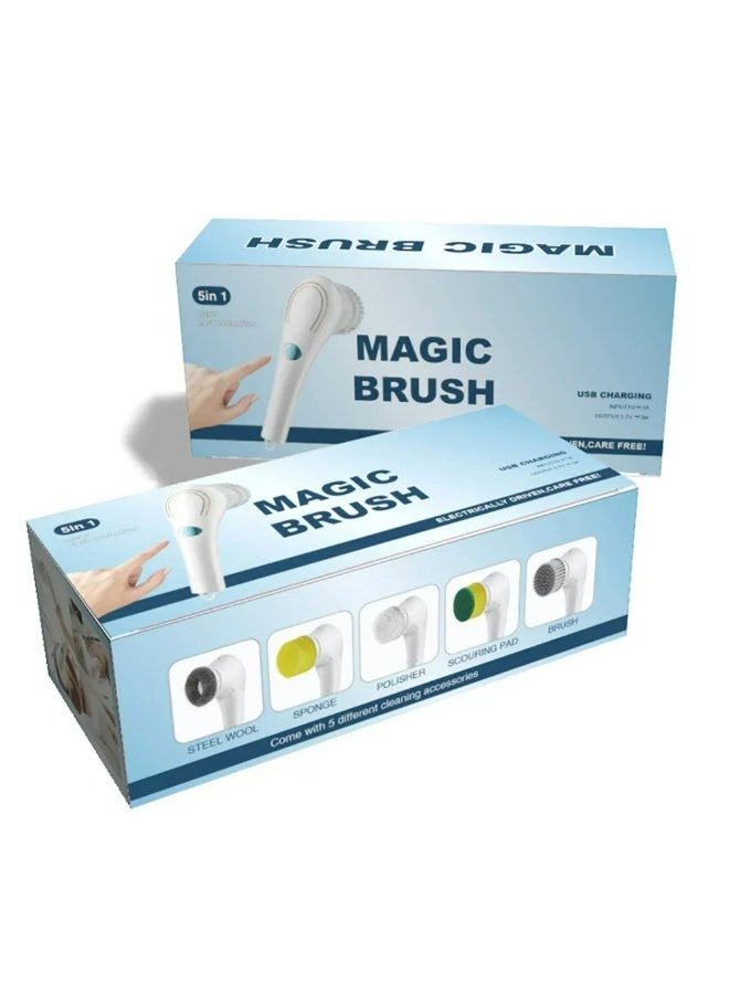 Electric Cleaning Brush with 5 Replaceable heads, Electric Vibration Cleaning, Suitable for Kitchen Bathroom Tub Shower/Glass/Bathtub/Cooktop/Toilet, Replaceable Brush Heads, Waterproof Design - Image 5