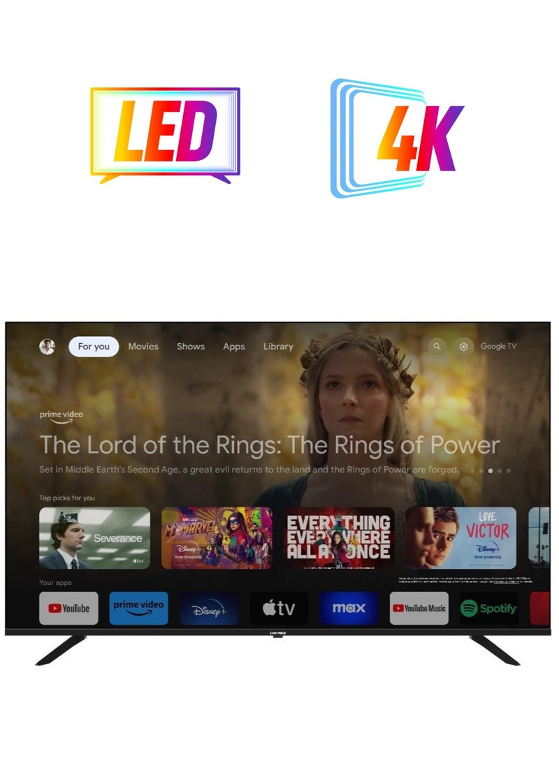 STAR TRACK 65" Google TV | 4K Ultra HD, Bezel less. Hey Google, Netflix, Disney+, Bluetooth, Satellite Receiver 