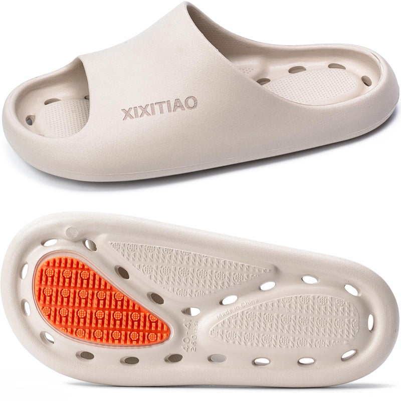 XIXITIAO Shower Shoes for Women Men,Non-Slip Pool Slides,Quick Drying Shower Slippers,Lightweight Shower Sandals with Drain Holes for College Dorm, Beach, Bathroom & Gym - Image 1