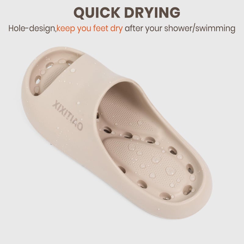 XIXITIAO Shower Shoes for Women Men,Non-Slip Pool Slides,Quick Drying Shower Slippers,Lightweight Shower Sandals with Drain Holes for College Dorm, Beach, Bathroom & Gym - Image 4