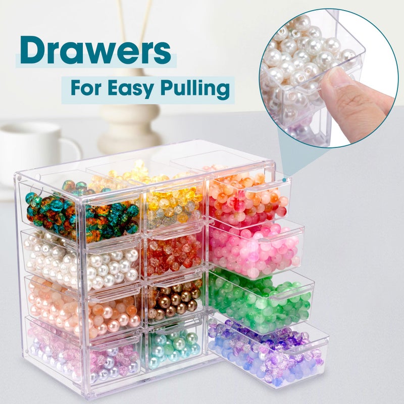 JOYMOMO Bead Storage Organizer Box with 12 Grids Clear Plastic Bead Storage Organizer (Beads Are Not Included) - Image 3