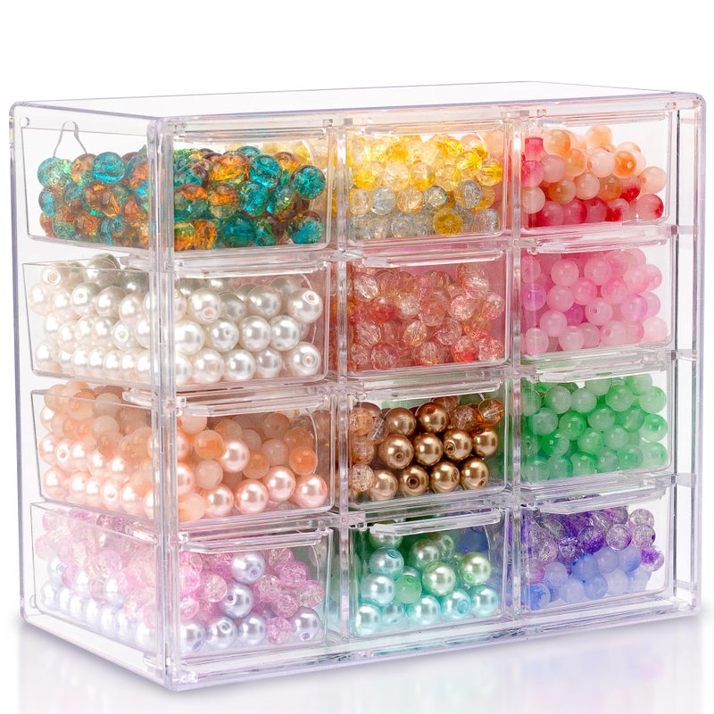 JOYMOMO Bead Storage Organizer Box with 12 Grids Clear Plastic Bead Storage Organizer (Beads Are Not Included) - Image 1