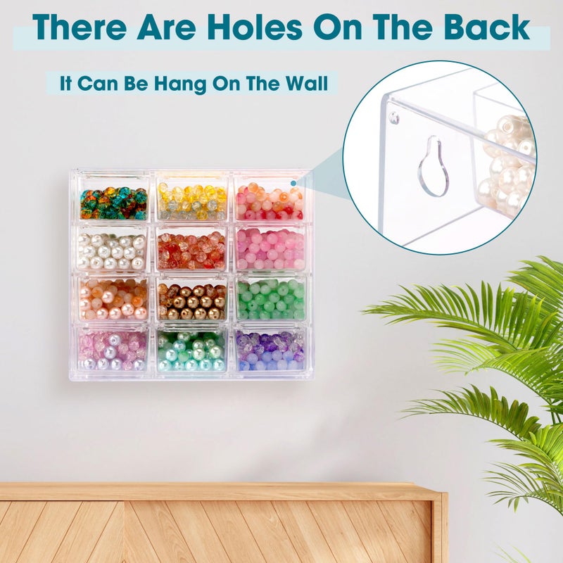JOYMOMO Bead Storage Organizer Box with 12 Grids Clear Plastic Bead Storage Organizer (Beads Are Not Included) - Image 4