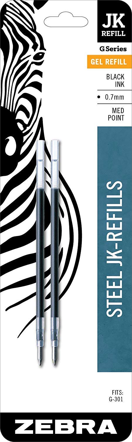 Zebra Technologies Zebra JK-Refll G301 Retractable Gel Pen Refills, 0.7mm, Medium Point, Black Ink (12) - Image 2