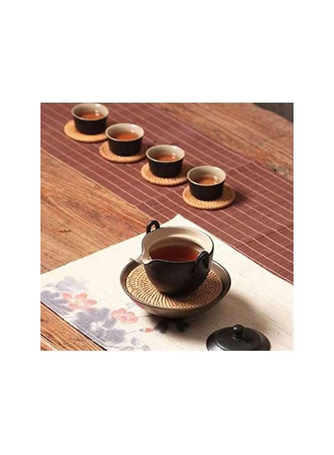 The Bros 6Pcs/Lot Creative Drink Coasters Set for Tea Accessories Round Tableware Placemat Dish Mat Rattan Weave Cup Mat Pad 8cm - Image 4