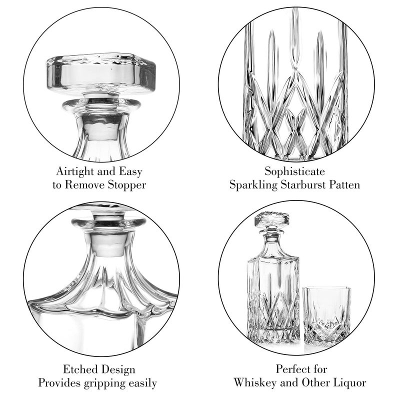 Comfome Whiskey Decanter With Glass Stopper ,26 oz Liquor Decanter For Alcohol , Wine , Scotch , Brandy or Bourbon Decanter , Lead-Free Crystal Decanter  - Image 4