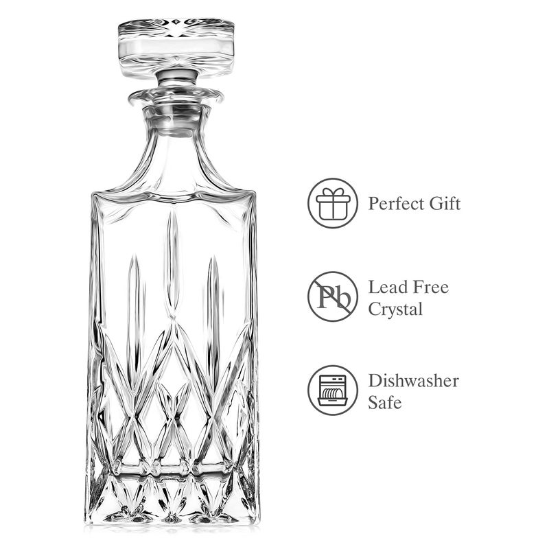 Comfome Whiskey Decanter With Glass Stopper ,26 oz Liquor Decanter For Alcohol , Wine , Scotch , Brandy or Bourbon Decanter , Lead-Free Crystal Decanter  - Image 2