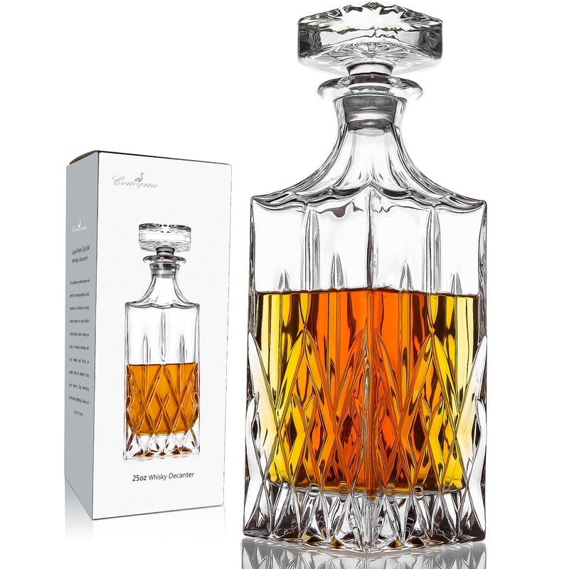 Comfome Whiskey Decanter With Glass Stopper ,26 oz Liquor Decanter For Alcohol , Wine , Scotch , Brandy or Bourbon Decanter , Lead-Free Crystal Decanter  - Image 1