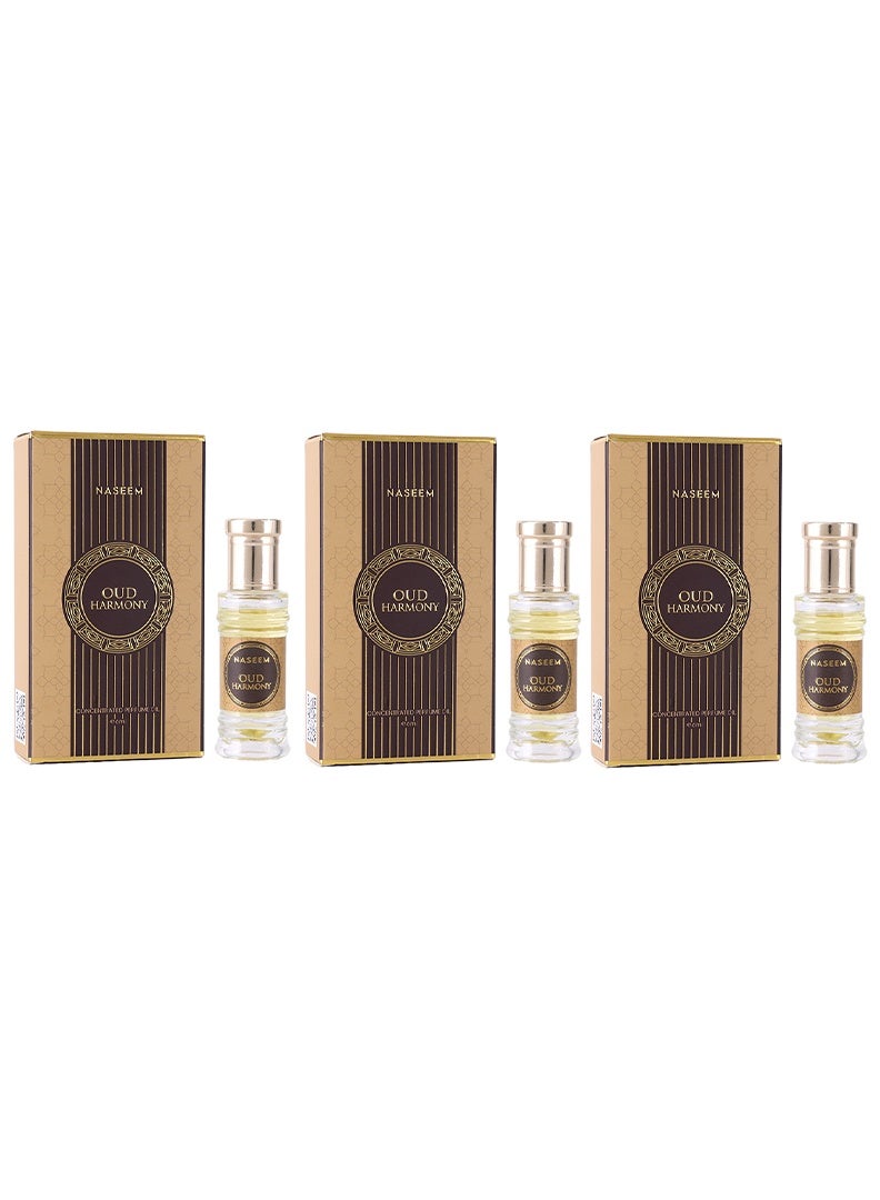 Oud Harmony Perfume Oil Roll-On for Men & Women - 6ml (Pack of 3)